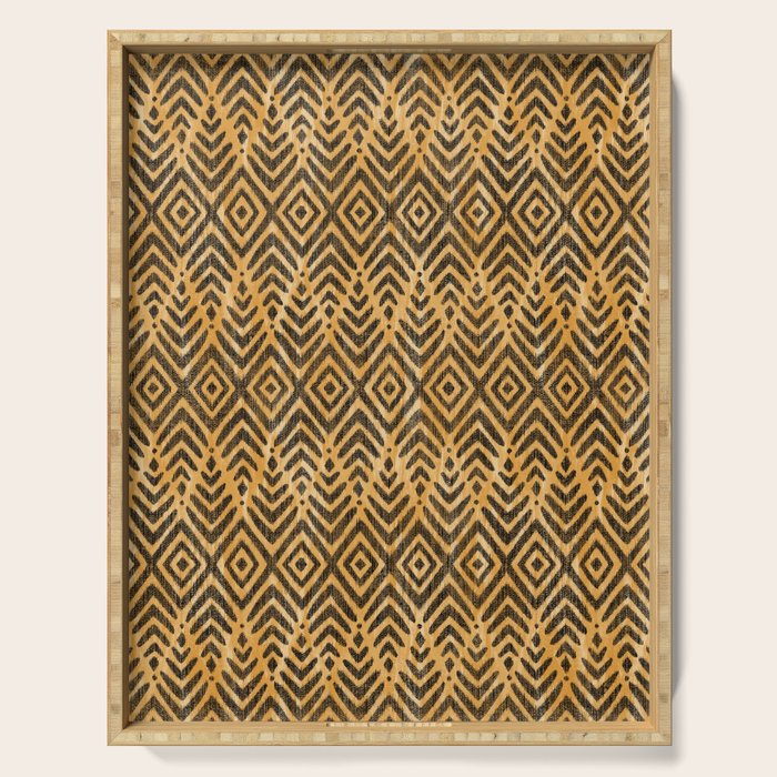 Feather Ikat - Marigold and black Serving Tray Gallery Image 1