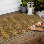 Feather Ikat - Marigold and black Outdoor Rug Gallery Image 2
