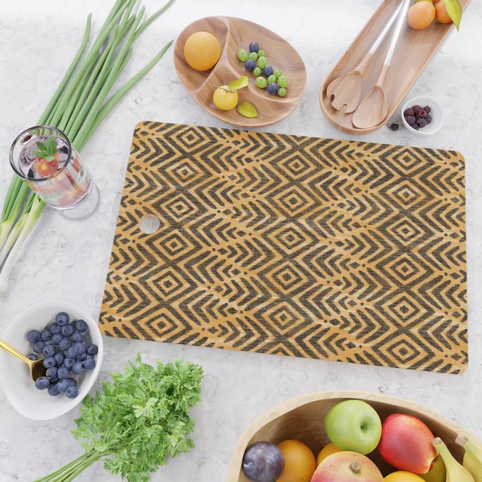 Feather Ikat - Marigold and black Cutting Board Gallery Image 2