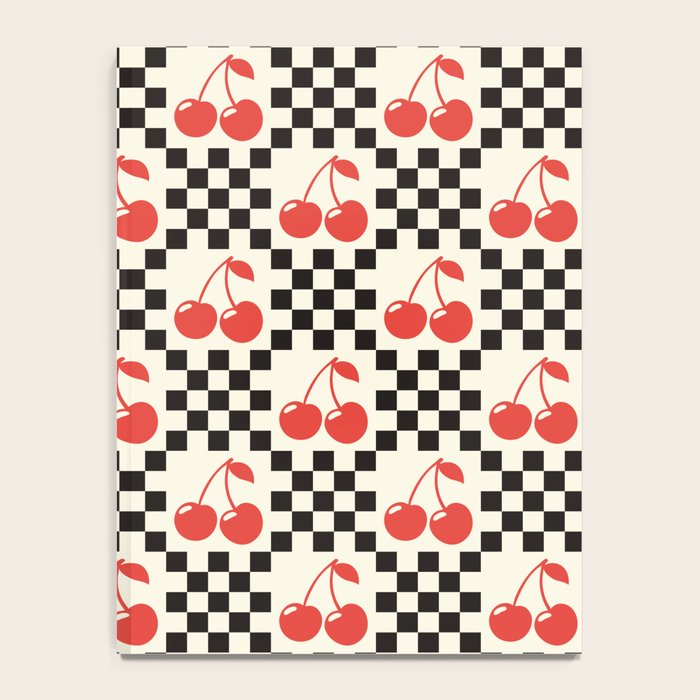 Red Cherries, Black & White Double Checker Notebook Gallery Image 4