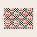 Red Cherries, Black & White Double Checker Laptop Sleeve Gallery Image 1