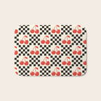 Red Cherries, Black & White Double Checker Bath Mat Gallery Image 1