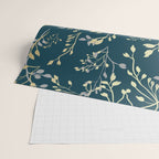 Leaves, Teal and Gold, Floral Artwork Print Wrapping Paper Gallery Image 2
