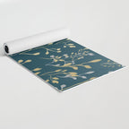 Leaves, Teal and Gold, Floral Artwork Print Yoga Mat Gallery Image 2