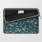 Leaves, Teal and Gold, Floral Artwork Print Laptop Sleeve Gallery Image 2