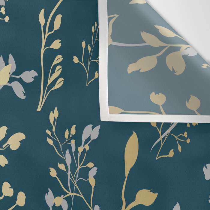 Leaves, Teal and Gold, Floral Artwork Print Wall Tapestry Gallery Image 3