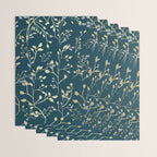 Leaves, Teal and Gold, Floral Artwork Print Wrapping Paper Gallery Image 3