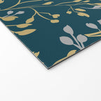 Leaves, Teal and Gold, Floral Artwork Print Welcome Mat Gallery Image 2
