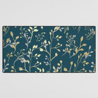 Leaves, Teal and Gold, Floral Artwork Print Desk Mat Gallery Image 3