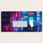 Post Apocalyptic Neon City Blues  - Tokyo Desk Mat Gallery Image 1