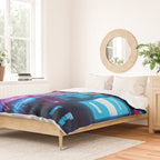 Post Apocalyptic Neon City Blues  - Tokyo Duvet Cover Gallery Image 2
