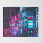 Post Apocalyptic Neon City Blues  - Tokyo Throw Blanket Gallery Image 2
