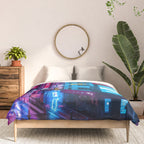 Post Apocalyptic Neon City Blues  - Tokyo Comforter Gallery Image 3