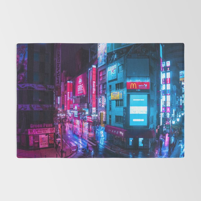 Post Apocalyptic Neon City Blues  - Tokyo Rug Gallery Image 2