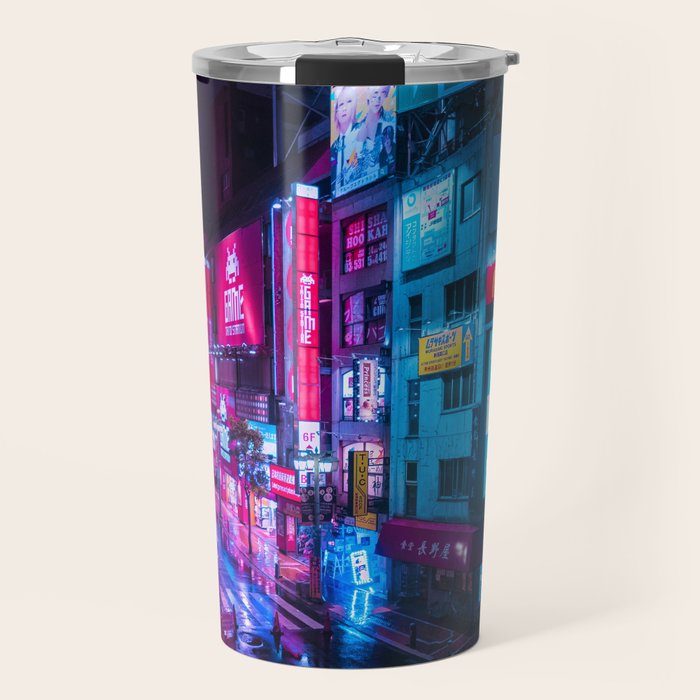 Post Apocalyptic Neon City Blues  - Tokyo Travel Mug Gallery Image 1