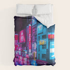 Post Apocalyptic Neon City Blues  - Tokyo Duvet Cover Gallery Image 6