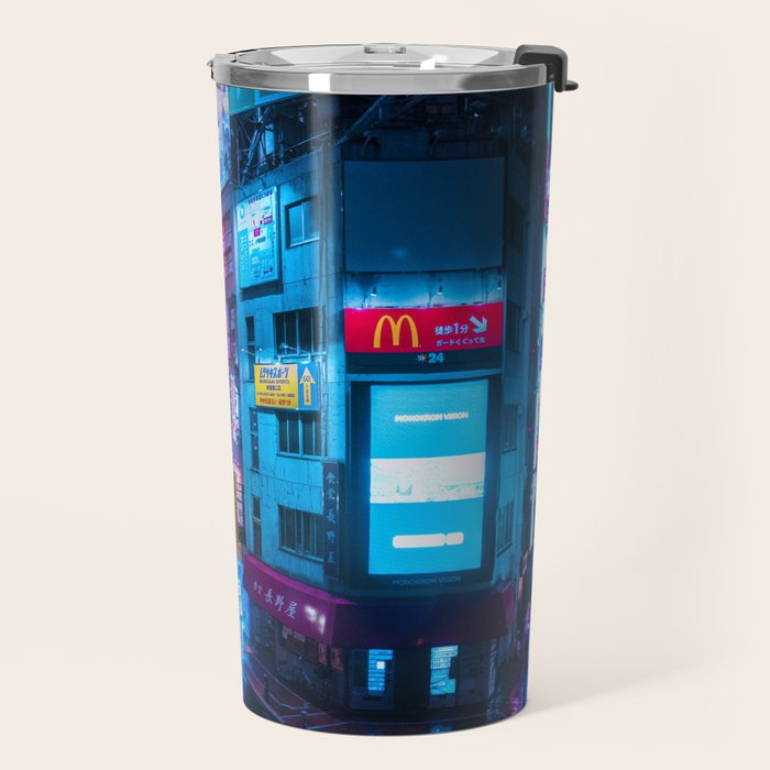 Post Apocalyptic Neon City Blues  - Tokyo Travel Mug Gallery Image 2