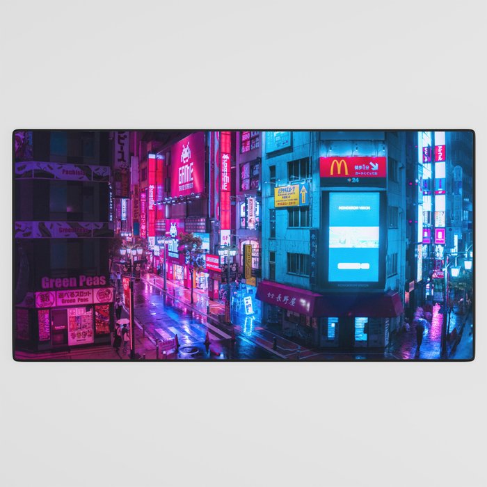 Post Apocalyptic Neon City Blues  - Tokyo Desk Mat Gallery Image 3