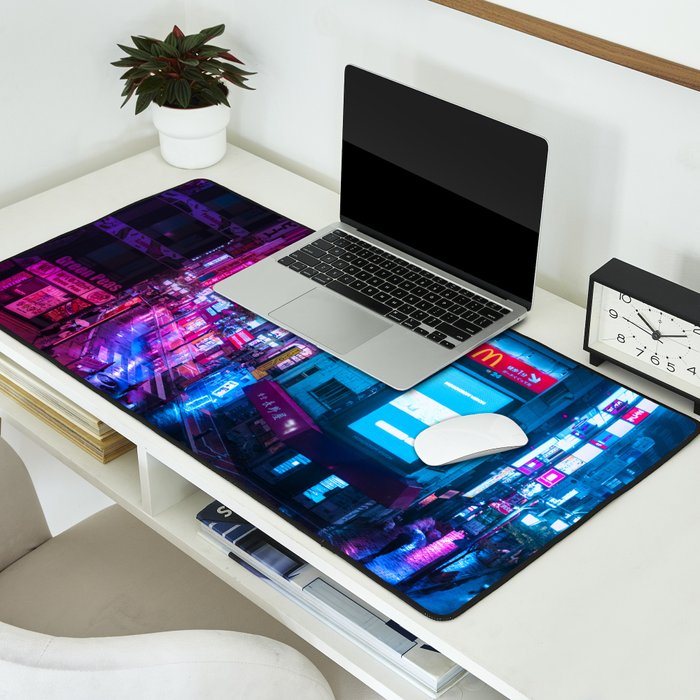 Post Apocalyptic Neon City Blues  - Tokyo Desk Mat Gallery Image 2