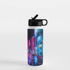Post Apocalyptic Neon City Blues  - Tokyo Water Bottle Gallery Image 1