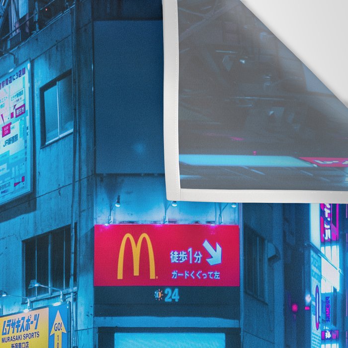 Post Apocalyptic Neon City Blues  - Tokyo Wall Tapestry Gallery Image 3