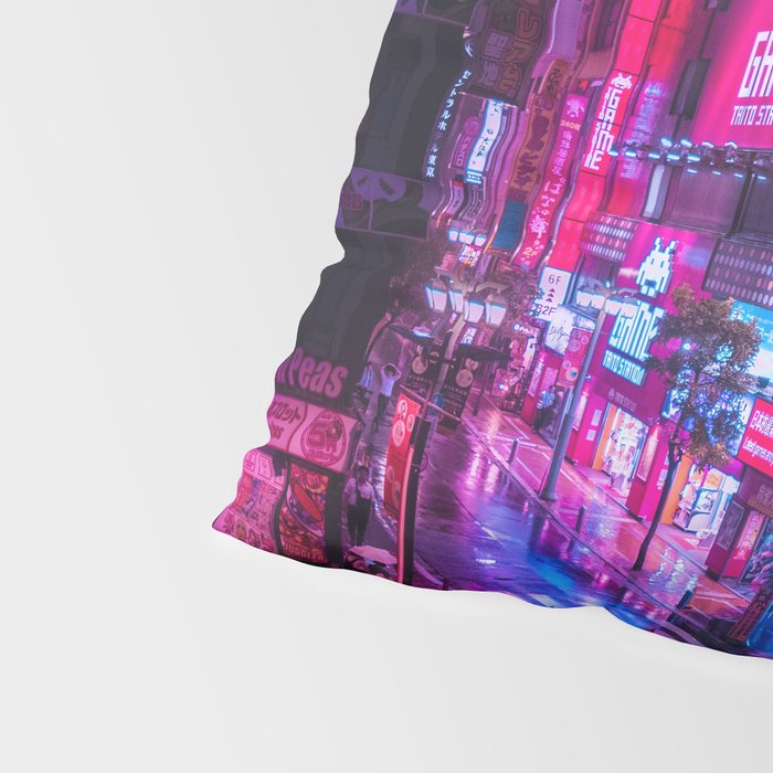 Post Apocalyptic Neon City Blues  - Tokyo Pillow Sham Gallery Image 4
