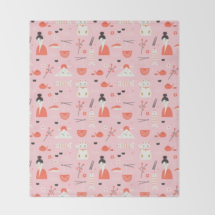 Dreaming of Japan Pattern Throw Blanket Gallery Image 2