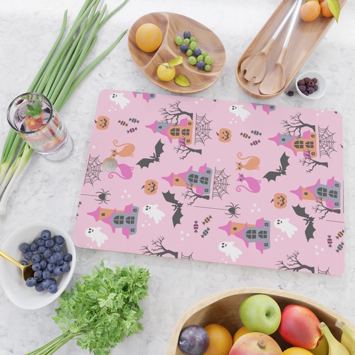 Pink Halloween pastel spooky party Cutting Board Gallery Image 2
