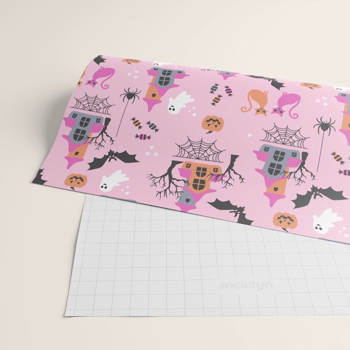 Pink Halloween pastel spooky party Wrapping Paper Gallery Image 2