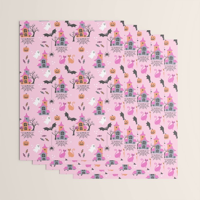 Pink Halloween pastel spooky party Wrapping Paper Gallery Image 3