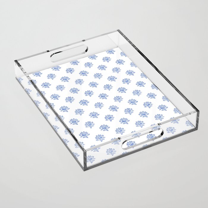 Small Distressed Block Print - Cobalt Acrylic Tray Gallery Image 1