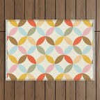  Mid-Century Mod Retro Pattern Outdoor Rug Gallery Image 1