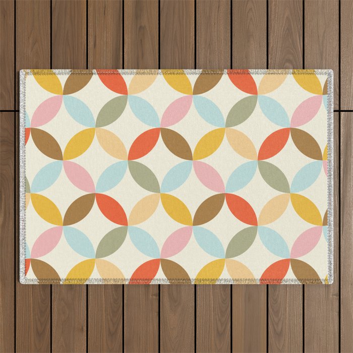  Mid-Century Mod Retro Pattern Outdoor Rug Gallery Image 1