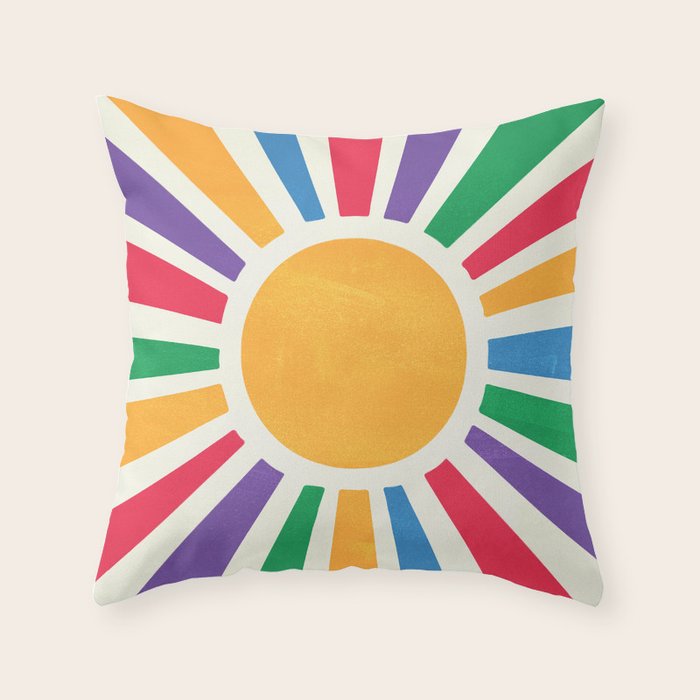 Retro Sunrise 2: 80s Rainbow Edition Throw Pillow Gallery Image 6