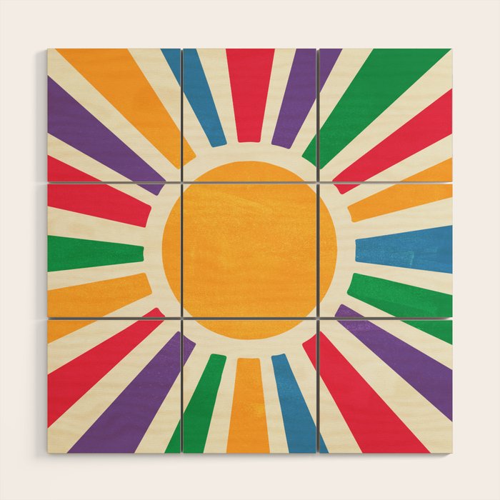 Retro Sunrise 2: 80s Rainbow Edition Wood Wall Art Gallery Image 1