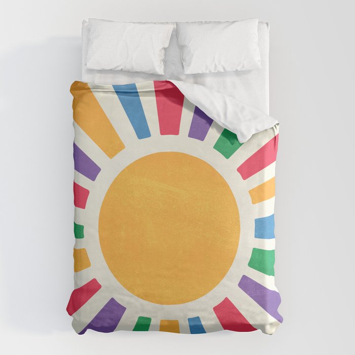 Retro Sunrise 2: 80s Rainbow Edition Duvet Cover Gallery Image 1
