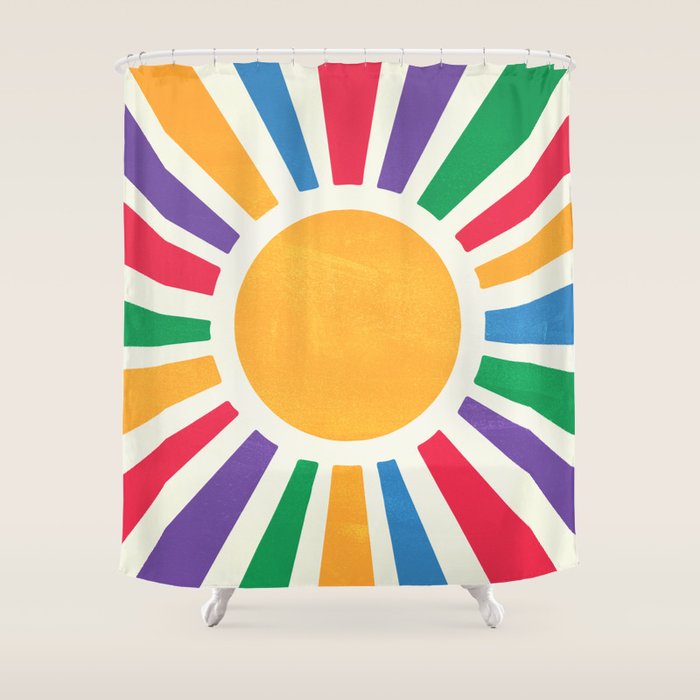 Retro Sunrise 2: 80s Rainbow Edition Shower Curtain Gallery Image 1