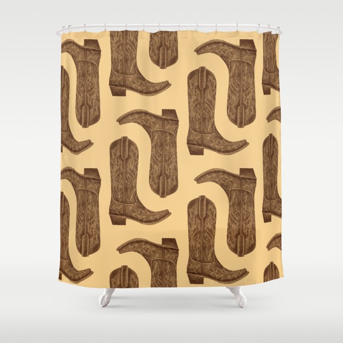 Brown Cowgirl Boot Shower Curtain Gallery Image 1