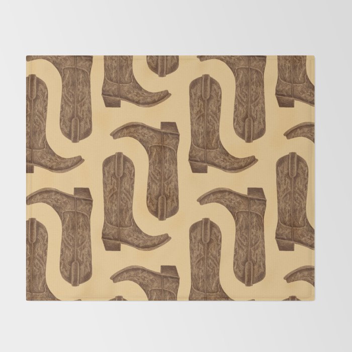 Brown Cowgirl Boot Throw Blanket Gallery Image 2