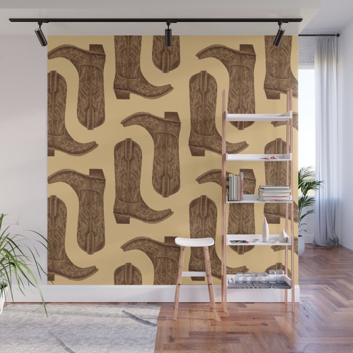 Brown Cowgirl Boot Wall Mural Gallery Image 1