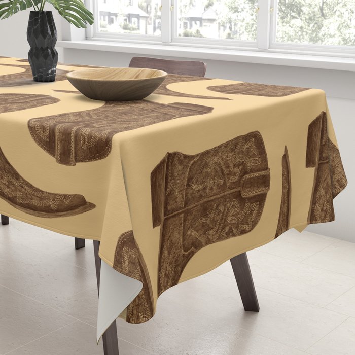 Brown Cowgirl Boot Tablecloth Gallery Image 3