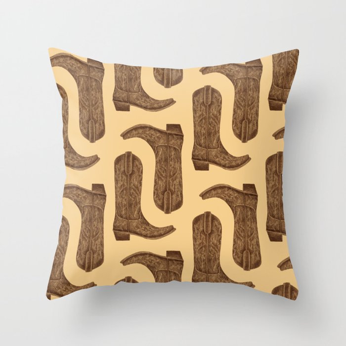 Brown Cowgirl Boot Throw Pillow Gallery Image 6