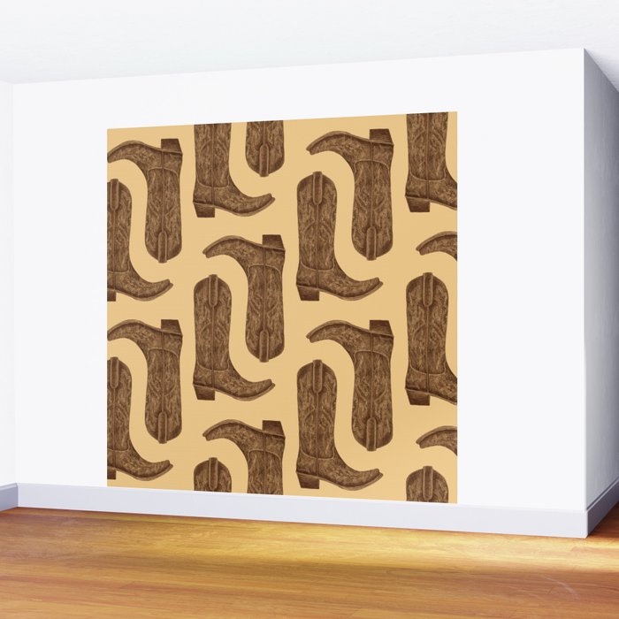 Brown Cowgirl Boot Wall Mural Gallery Image 2