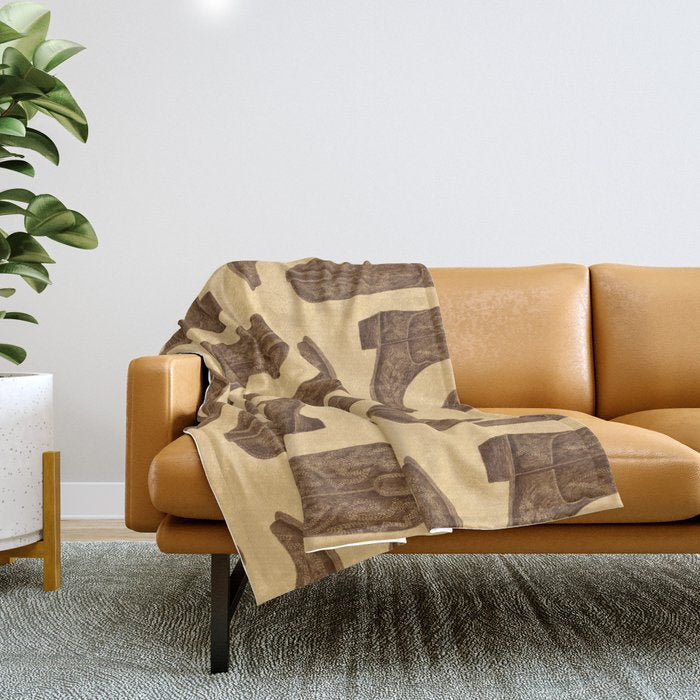 Brown Cowgirl Boot Throw Blanket Gallery Image 1