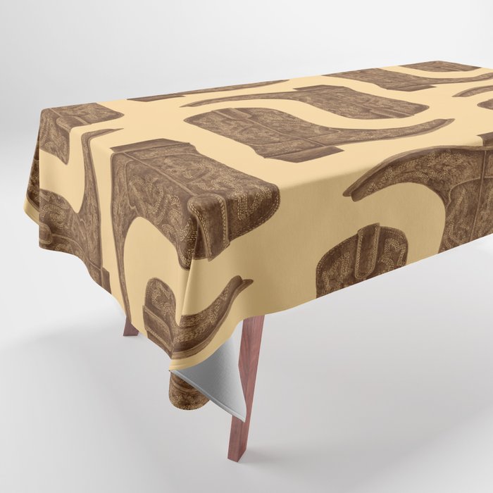 Brown Cowgirl Boot Tablecloth Gallery Image 1
