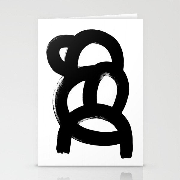 Black & White Minimalist Abstract Mid century Ink Art Dark Brush Strokes Stationery Card Gallery Image 2