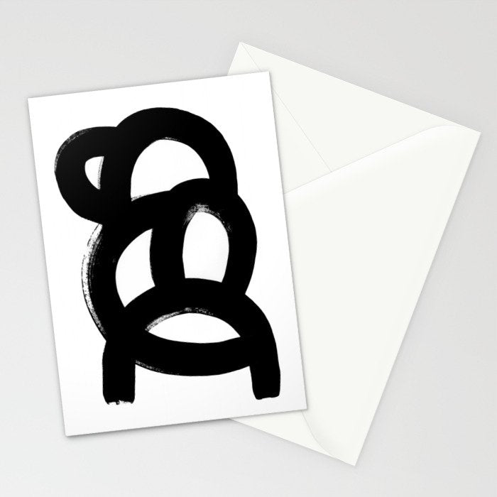 Black & White Minimalist Abstract Mid century Ink Art Dark Brush Strokes Stationery Card Gallery Image 2