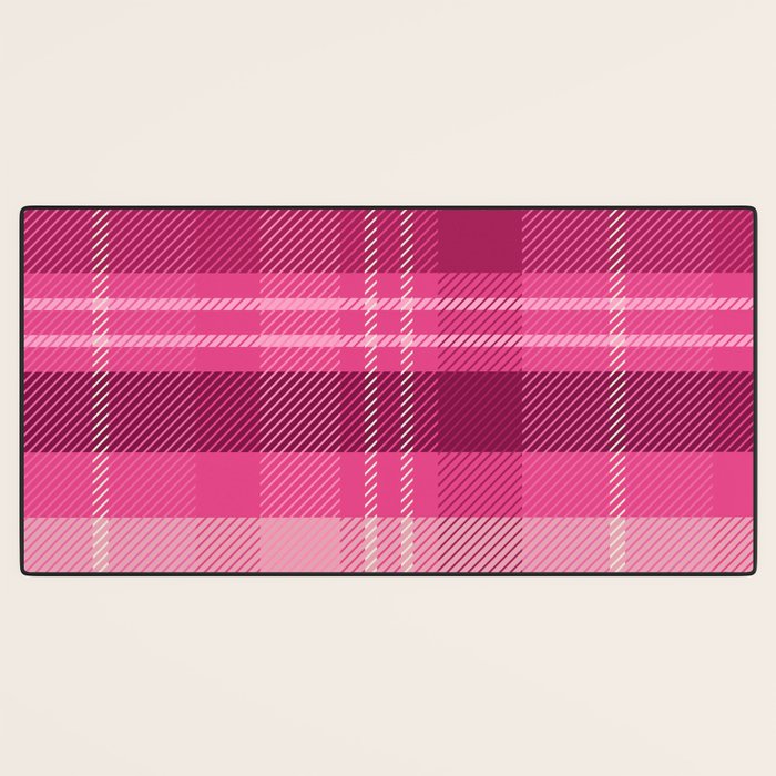 Tartan Plaid - Peppermint Pink Desk Mat Gallery Image 3