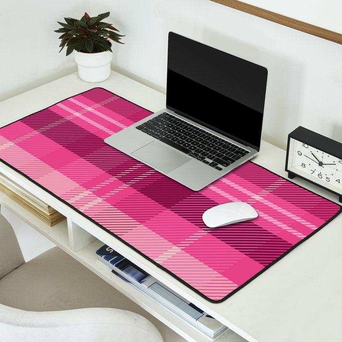 Tartan Plaid - Peppermint Pink Desk Mat Gallery Image 2