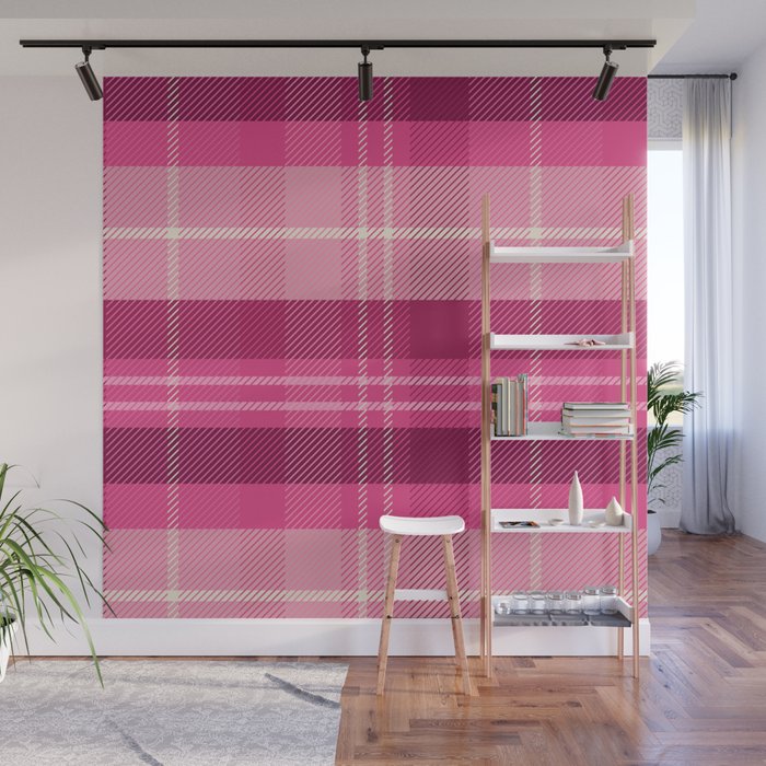Tartan Plaid - Peppermint Pink Wall Mural Gallery Image 1